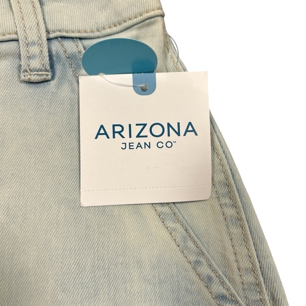 Arizona Jean Company Y2K Denim Mini Skirt Ring Zip Front Light Wash Sz 3 - Picture 5 of 8